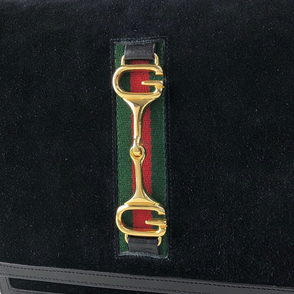 GUCCI Sherry Line Horse Bit Shoulder bag Black Vintage serjt6