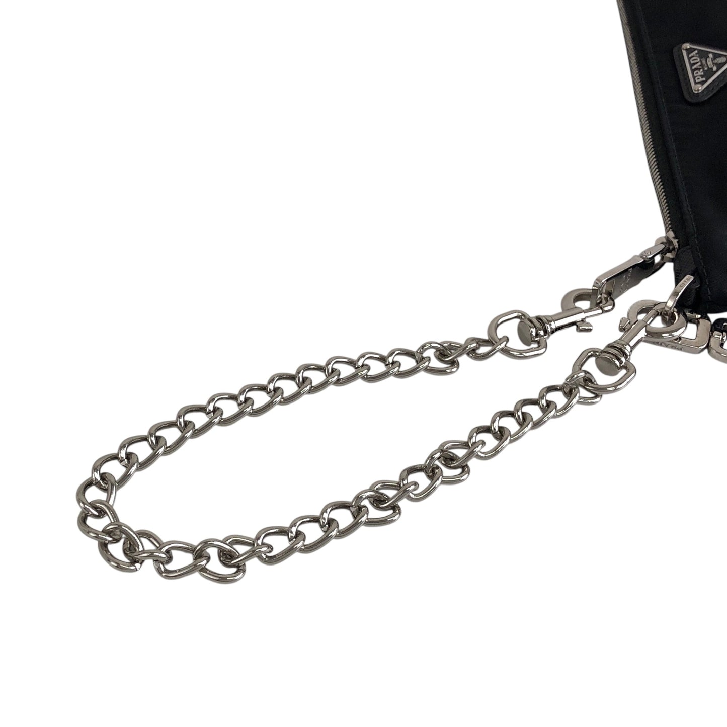 PRADA Triangle Logo Small Chain Handbag Black Vintage jtvddc