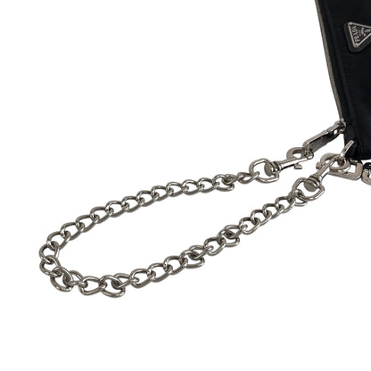 PRADA Triangle Logo Small Chain Handbag Black Vintage jtvddc