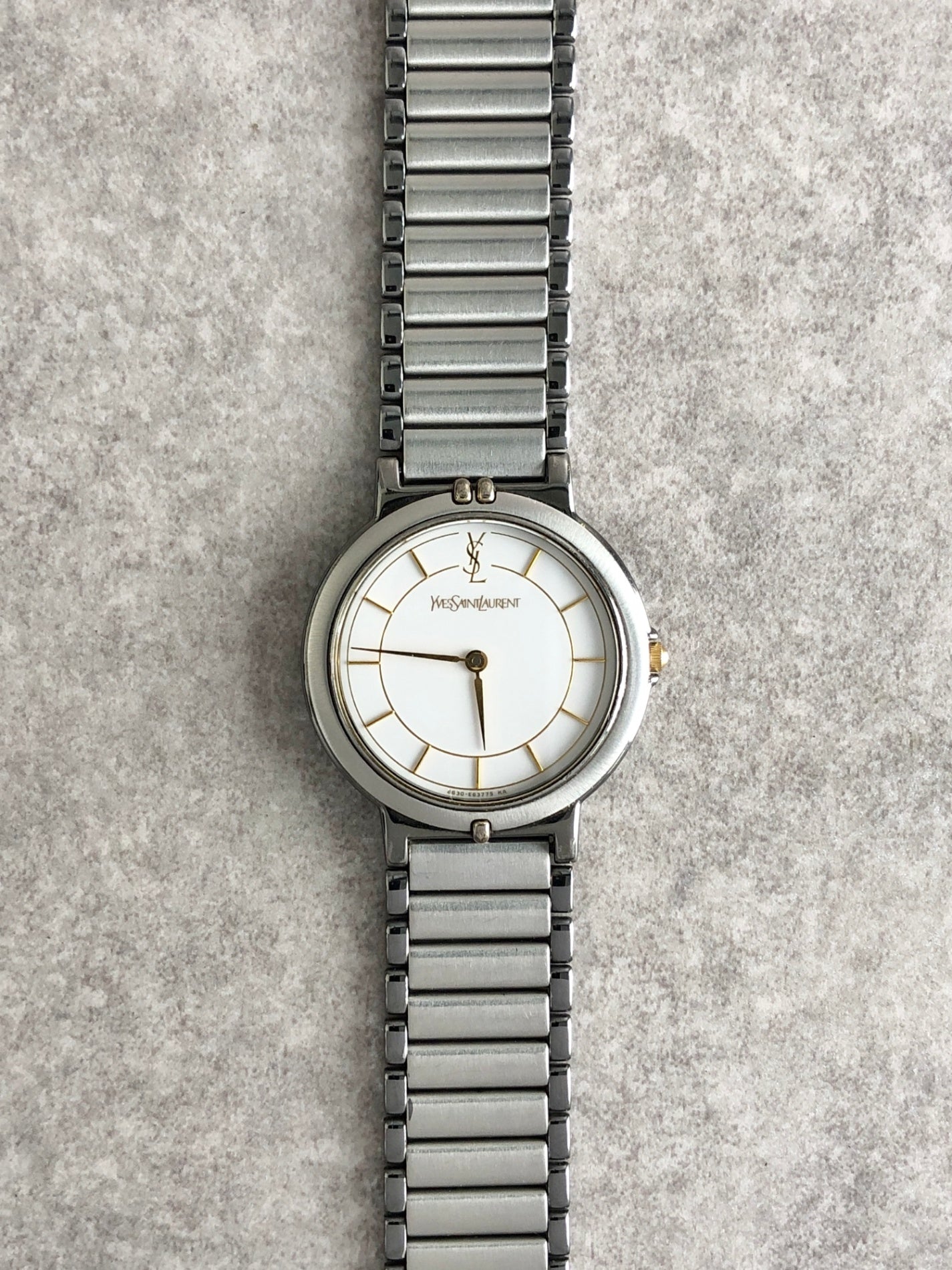 Yves Saint Laurent YSL Logo Watch Silver 4620-E62275 YO Vintage bufvtw