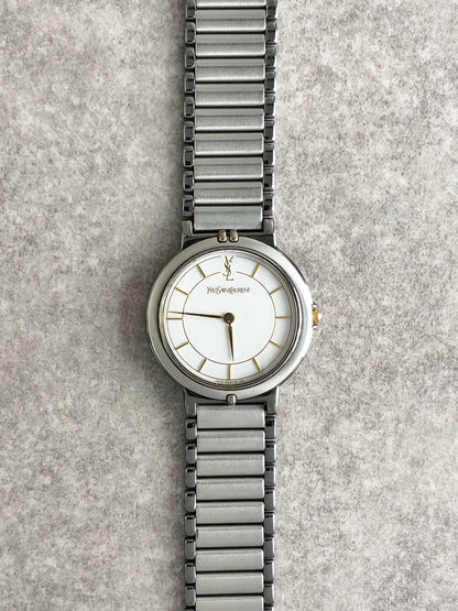 Yves Saint Laurent YSL Logo Watch Silver 4620-E62275 YO Vintage bufvtw