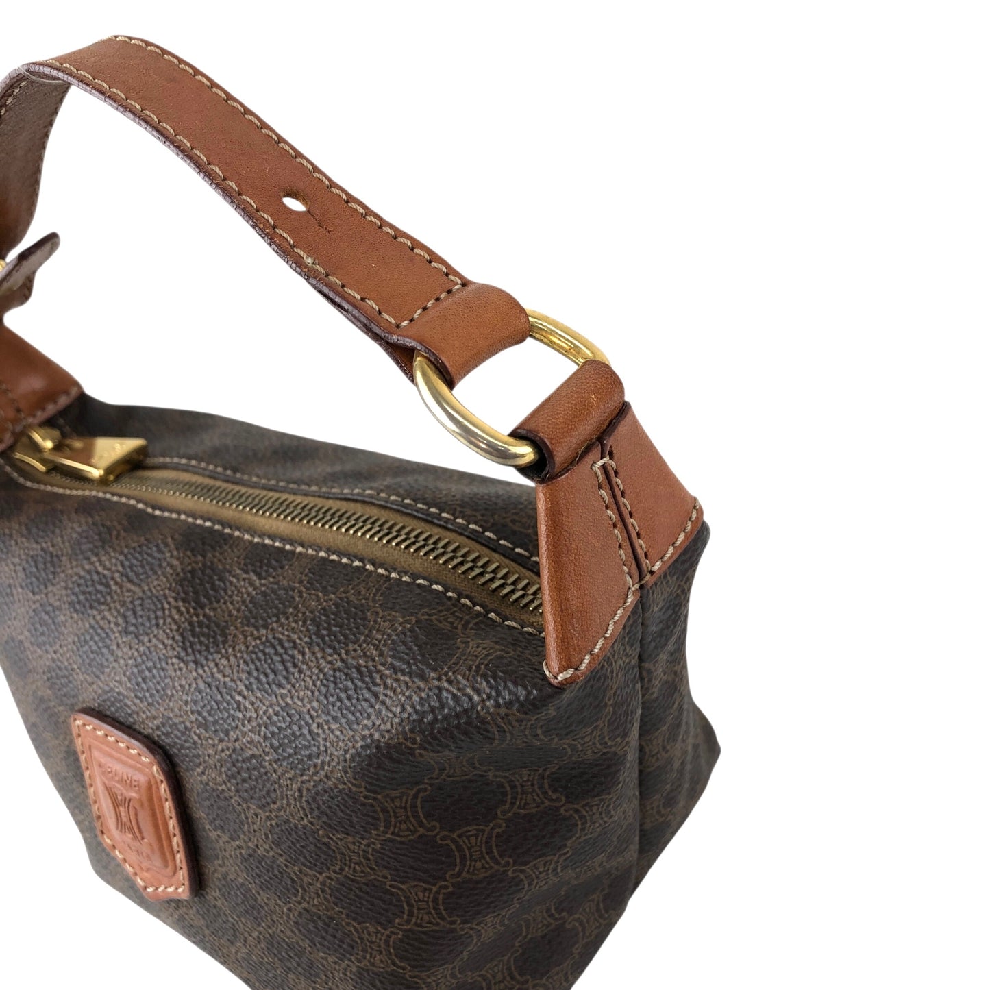 CELINE Macadam Blason Small Handbag Brown Vintage 2t2tek