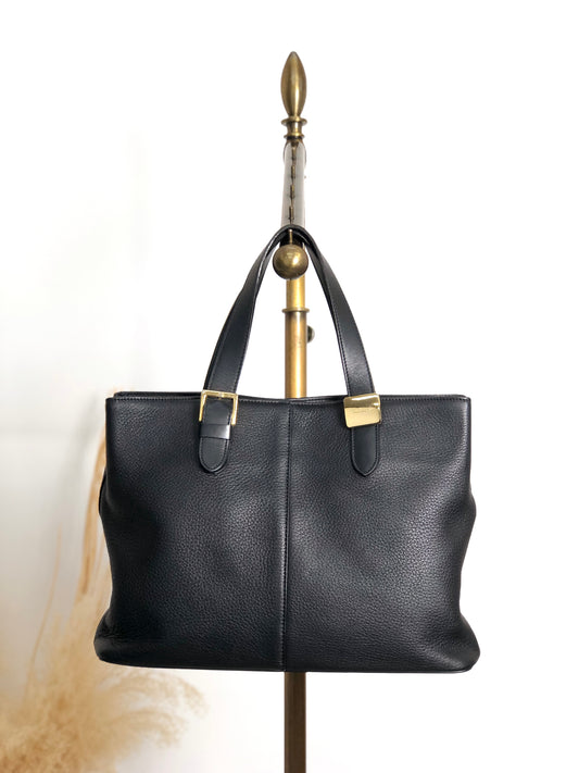 BURBERRY Logo Handbag Black Vintage w33ucy