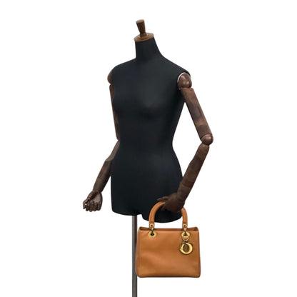 Christian Dior Lady Dior Charm Handbag Brown Vintage 5f6z3d