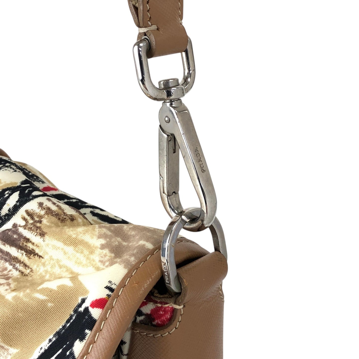 PRADA Front Buckle Shoulder bag White×Brown Vintage z5zzj2