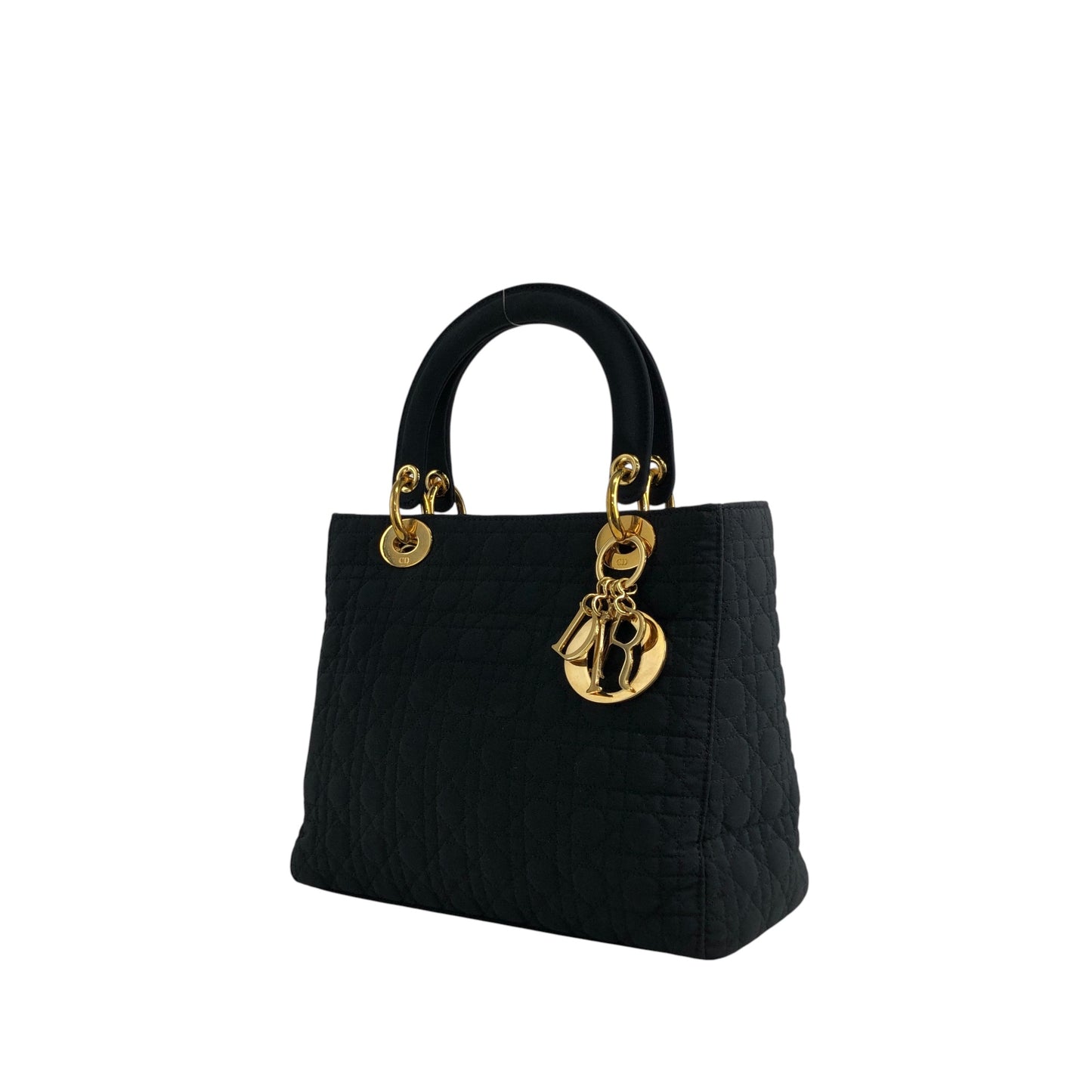 Christian Dior Lady Dior Cannage Charm Handbag Black Vintage 6egyhj