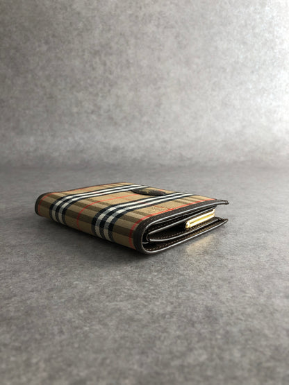 BURBERRY Nova Check Logo Folded Wallet Brown Vintage b5c22u
