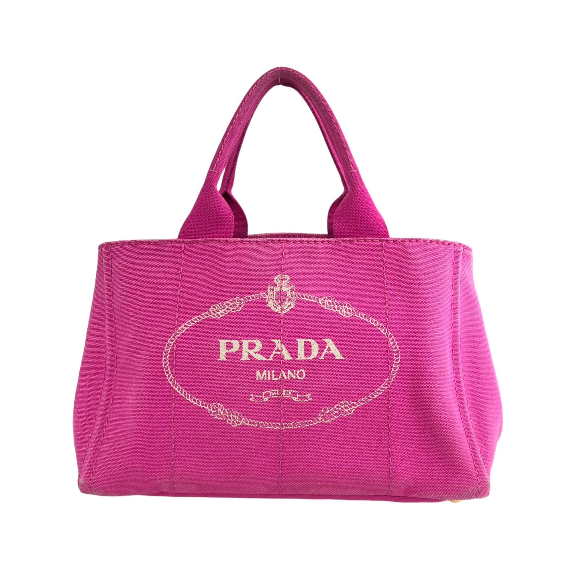 PRADA Canapa Logo Canvas Handbag Pink Vintage tutc24
