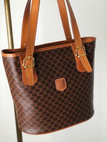 CELINE Macadam Blason Handbag Shoulder bag Brown Vintage uwfpsv