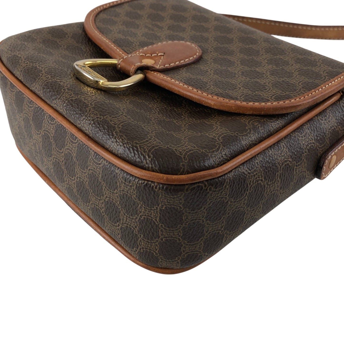 CELINE Macadam Horse Bit Shoulder bag Brown Vintage ejz44f