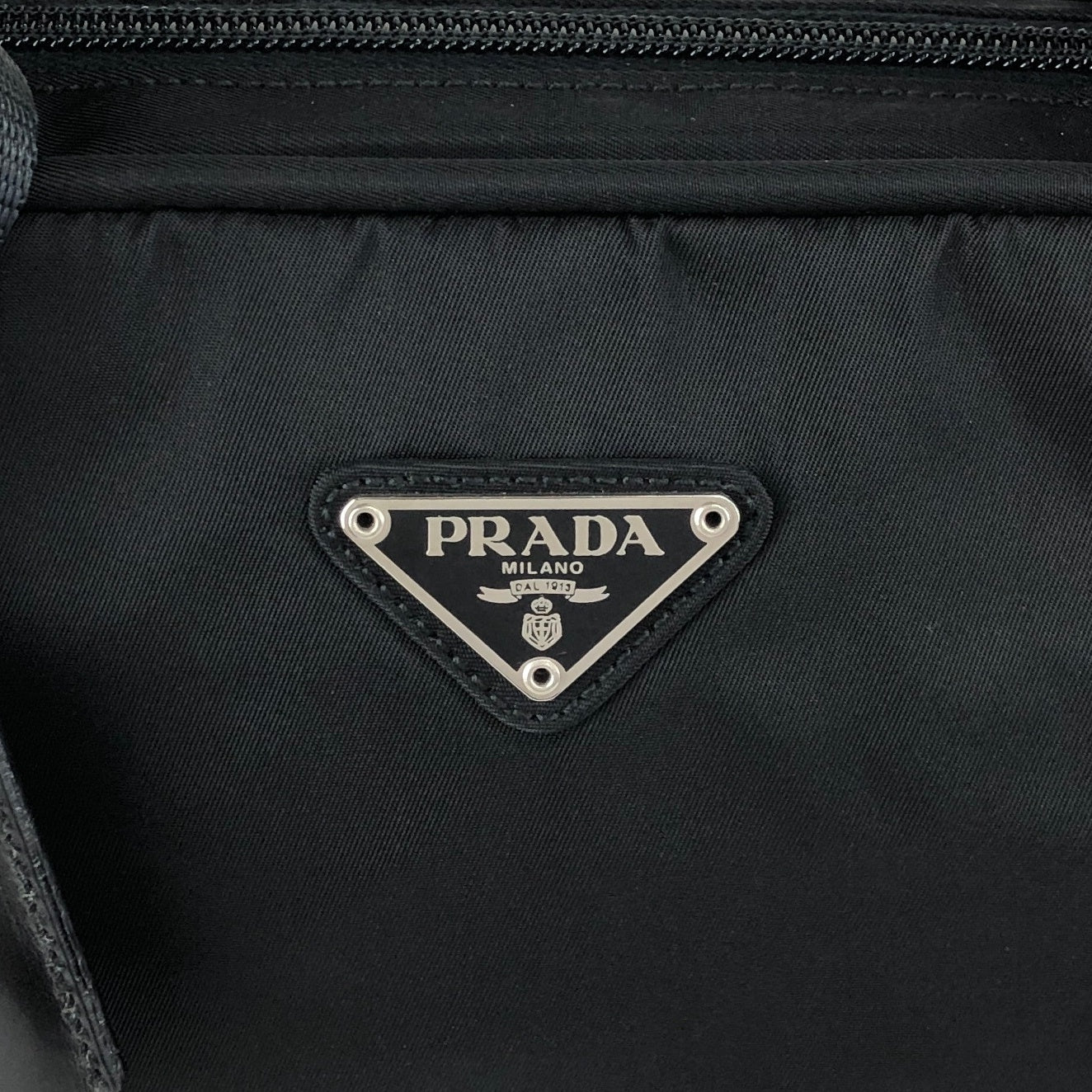 PRADA Tessuto Triangle Logo Padlock Handbag Black Vintage u7mkdg
