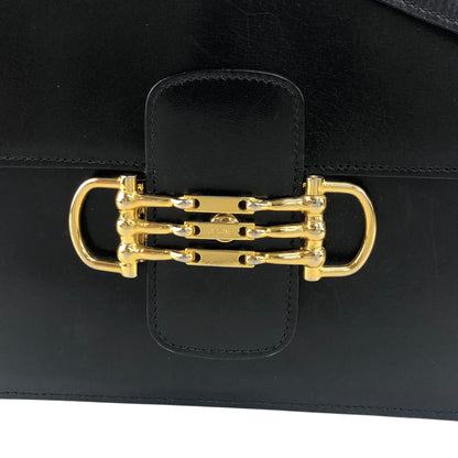 CELINE Horse Bit Crossbody Shoulder bag Black Vintage 2czzms