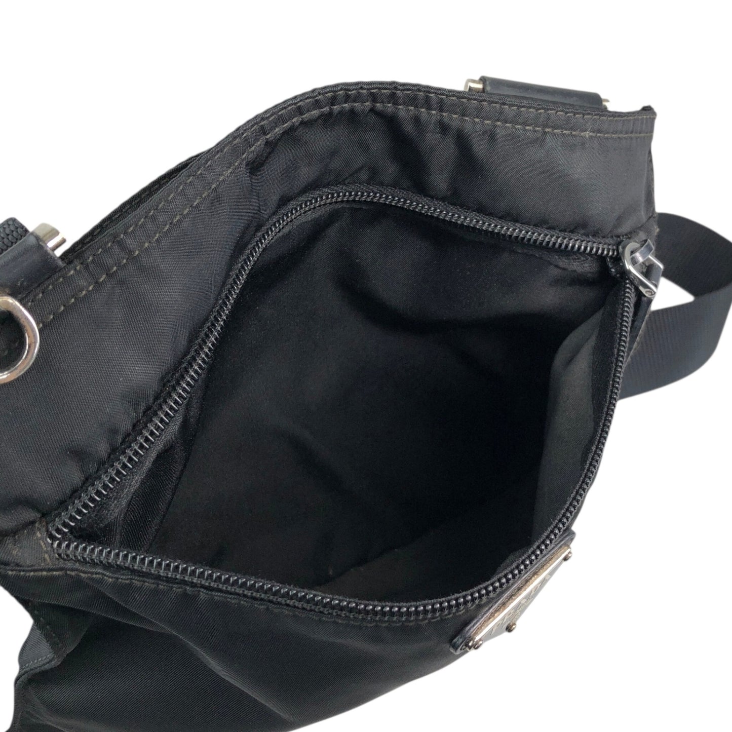 PRADA Tessuto Triangle Logo Shoulder bag Black Vintage g7nprp