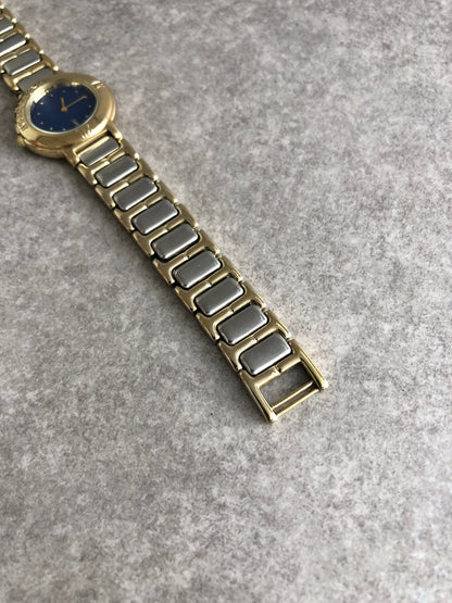 Yves Saint Laurent YSL Logo Quartz Watch Silver×Gold 2200-229789 Vintage 84wevi