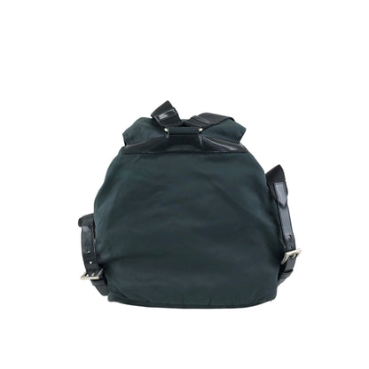 PRADA Tessuto Triangle Logo Double Pocket Backpack Green Vintage 43hn3u