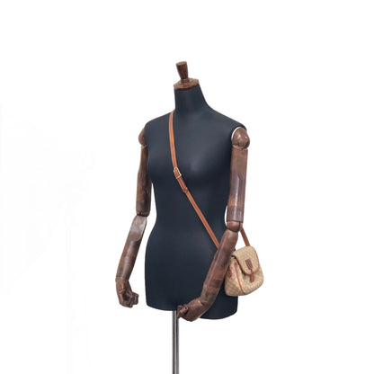 CELINE Macadam Blason Tassel PVC Leather Shoulder bag Beige Vintage m3de3x
