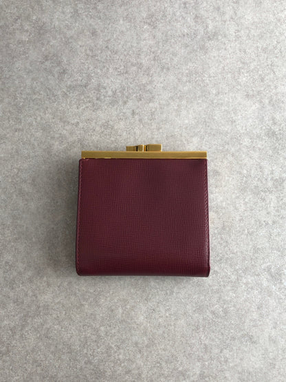 Cartier Logo Embossed Metal Clasp Trifold Wallet Bordeaux Vintage aimae8