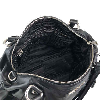 PRADA Logo Handbag Black Vintage w6ty5k