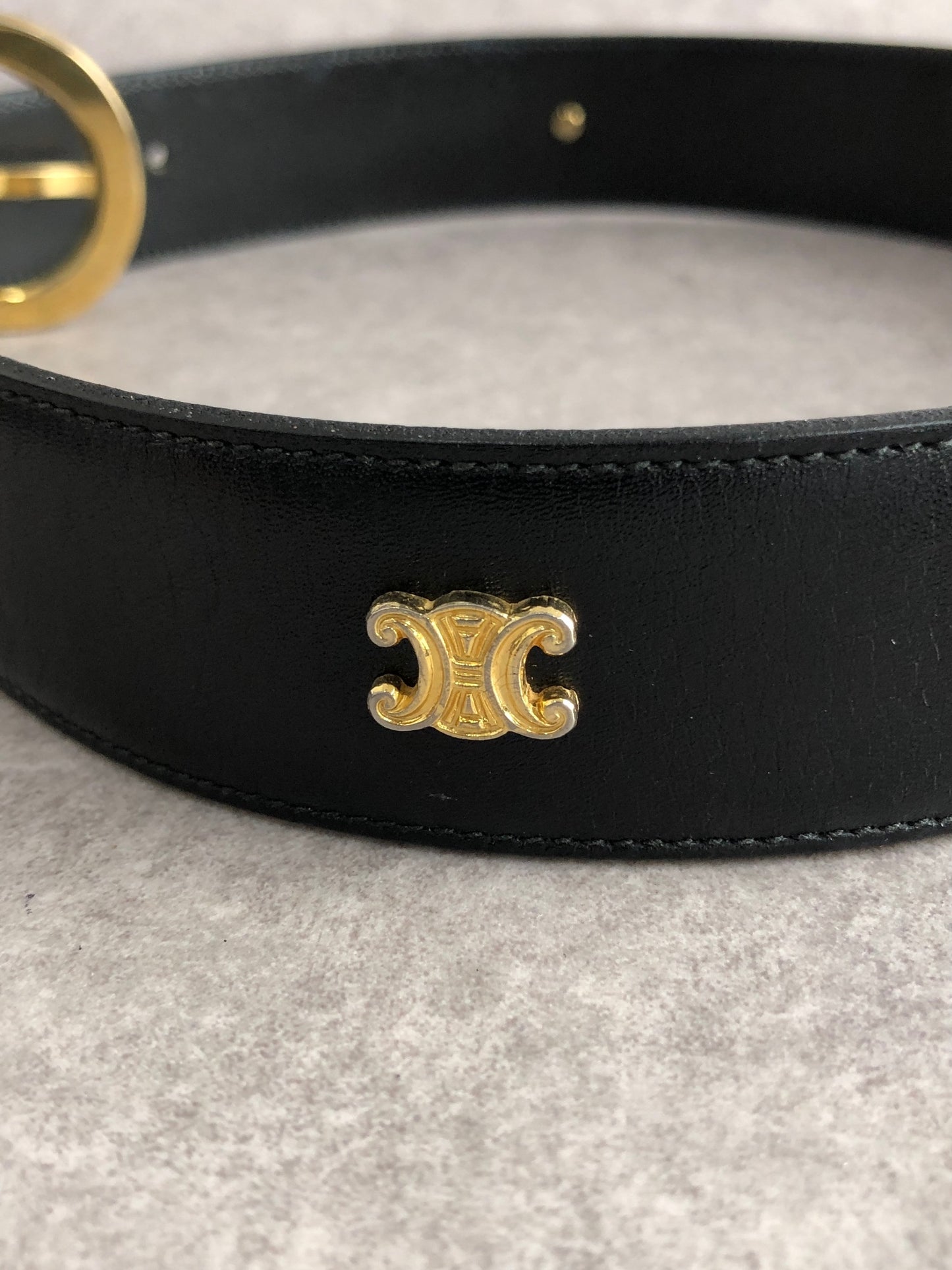 CELINE Blason Belt Black Vintage 6nyfwf
