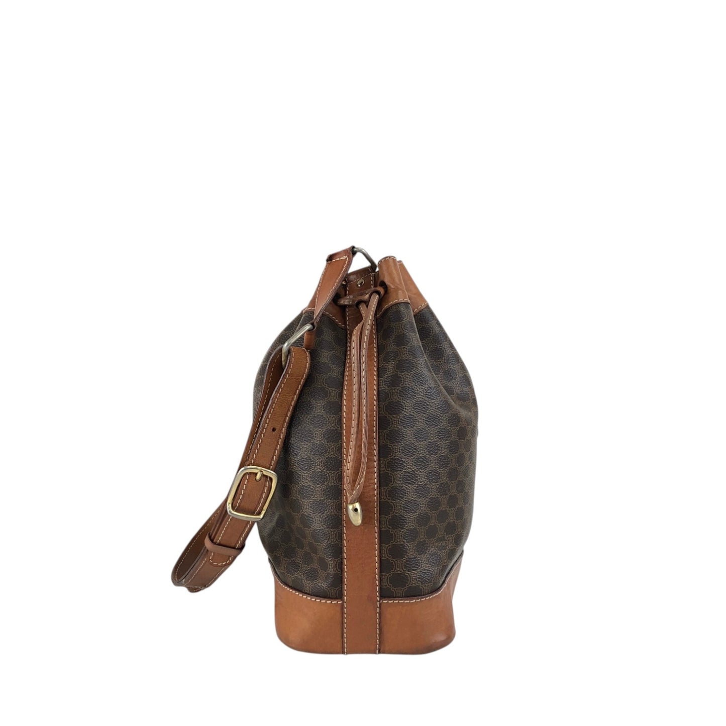 CELINE Macadam Blason Drawstring Shoulder bag Brown Vintage mp3xvi