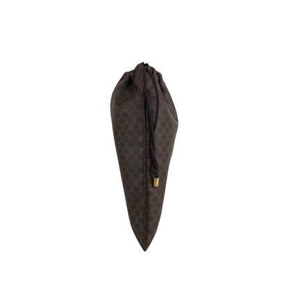 CELINE Macadam Blason Drawstring Small Handbag Pouch Brown Vintage 2fz5x8