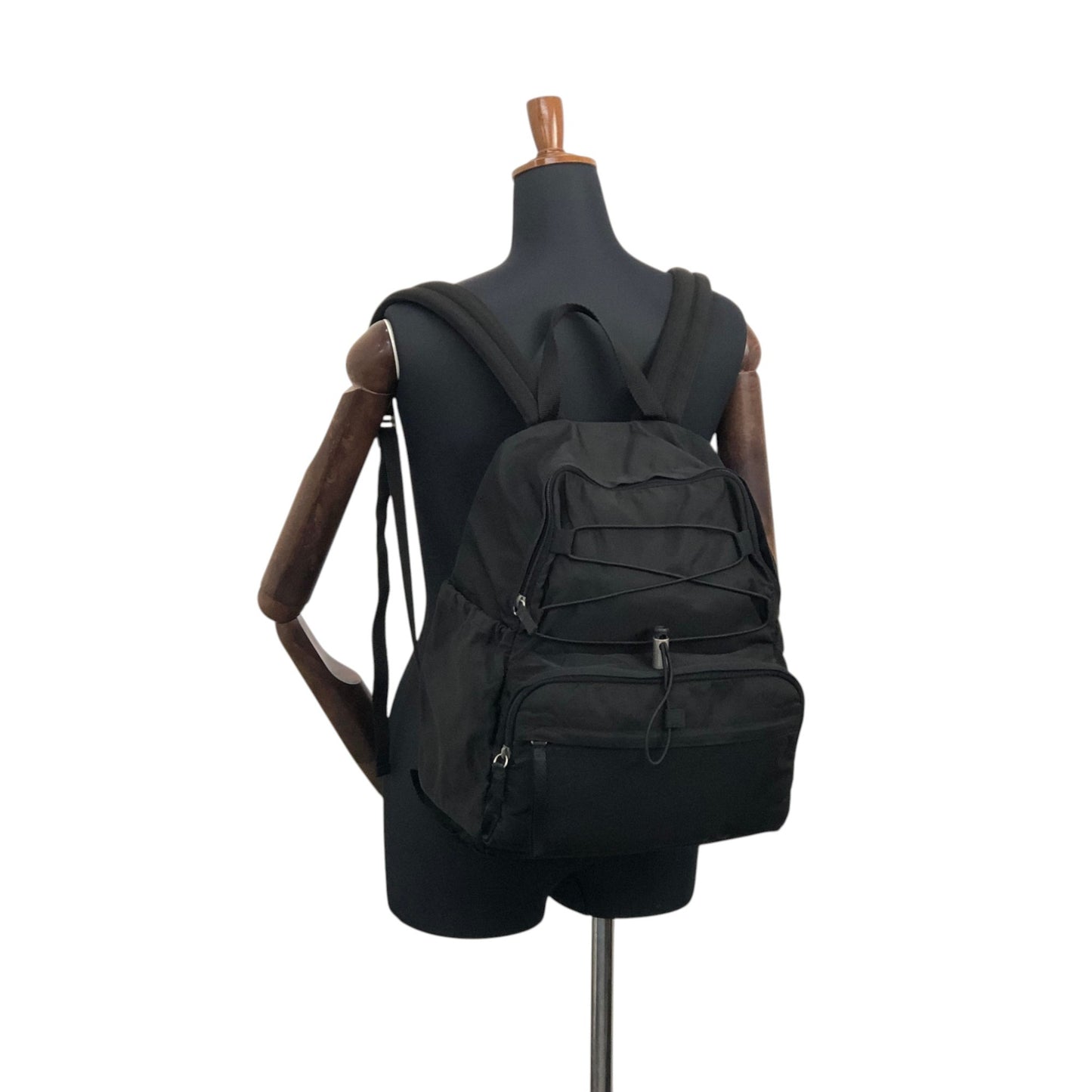 PRADA Tessuto Triangle Logo Backpack Black Vintage 8a5c5r