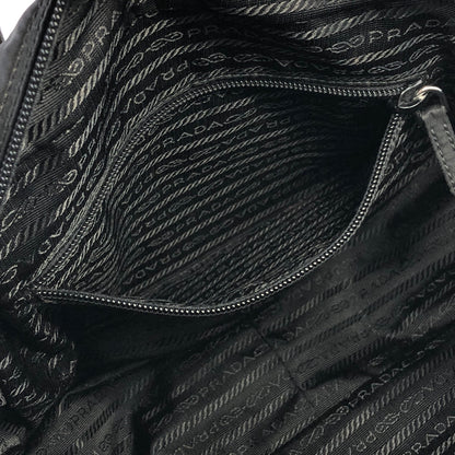 PRADA Triangle Logo Side Pocket Nylon Handbag Black Vintage z7gkye