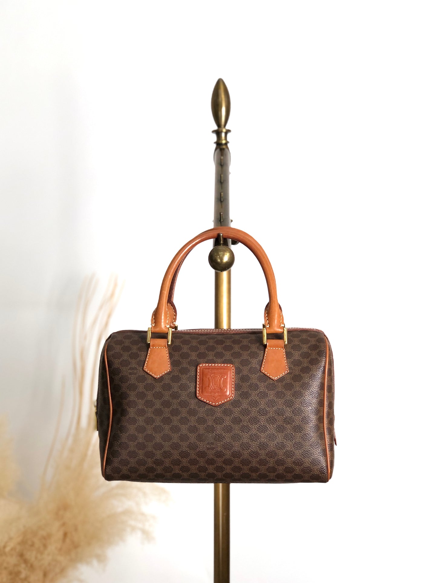 CELINE Macadam Triomphe Handbag Brown Vintage kavesa