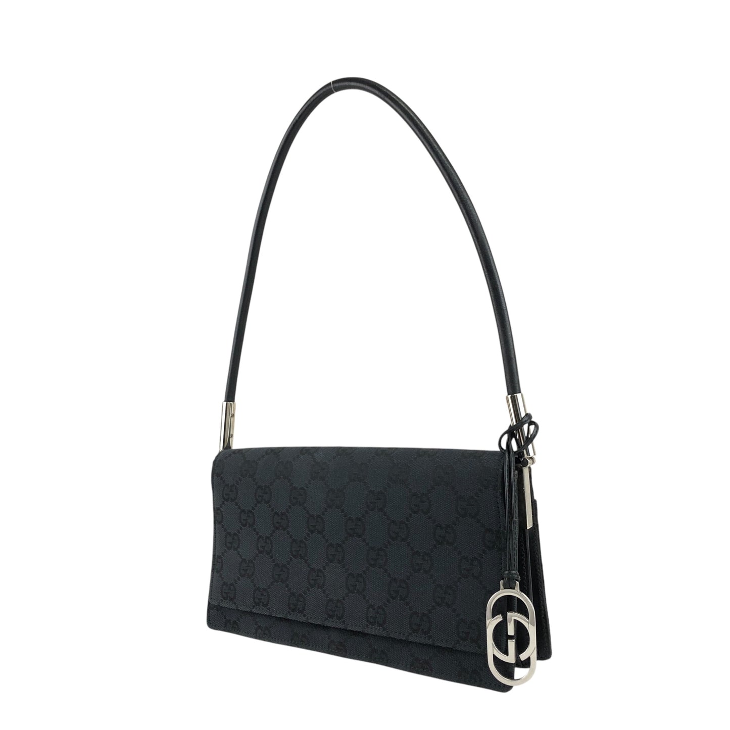 GUCCI Interlocking GG Canvas Shoulder bag Black Vintage 2tc23f