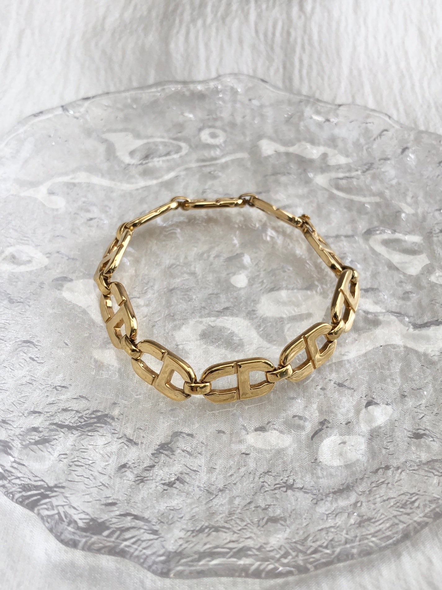 Christian Dior CD Logo Motif Bracelet Gold Vintage vjfg4u