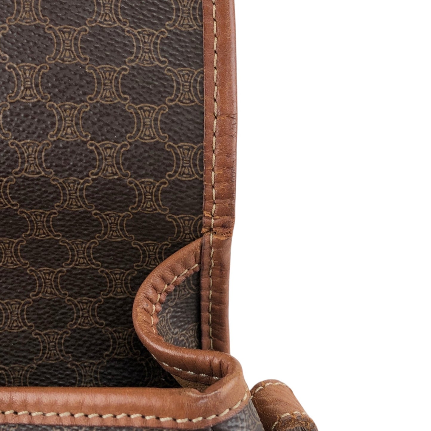 CELINE Macadam Blason Front Buckle Shoulder bag Brown Vintage ketsrv