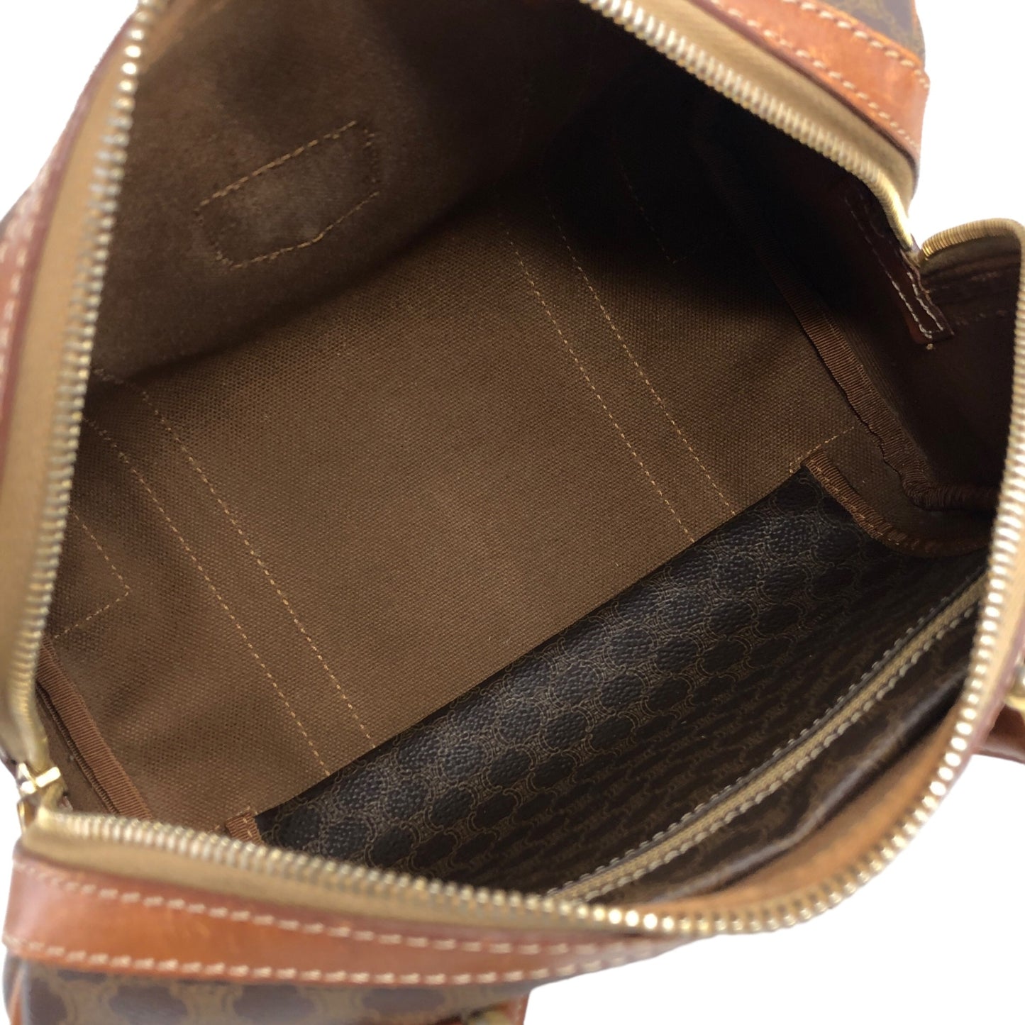 CELINE Macadam Blason Handbag Small Boston bag Brown Vintage dujsu6