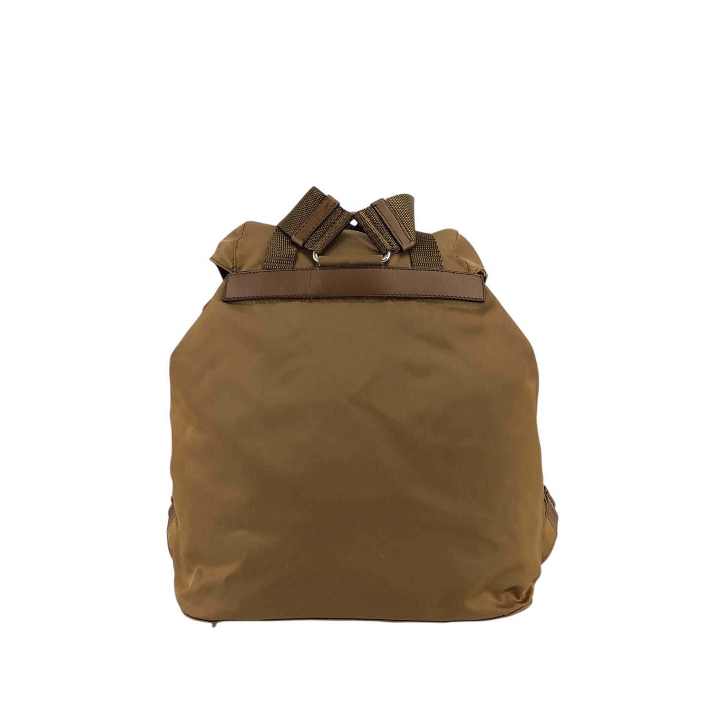 PRADA Tessuto Triangle Logo Double Pocket Backpack Beige Vintage rb8azz