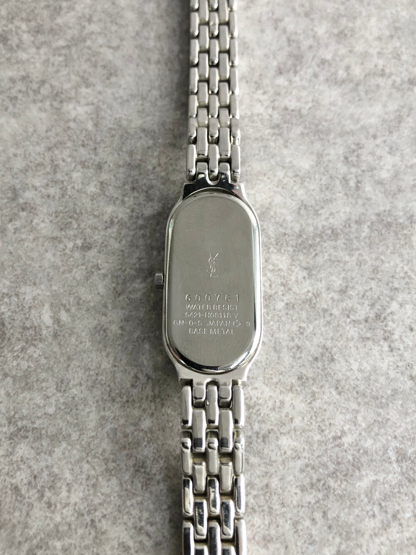 Yves Saint Laurent YSL Logo Quartz Watch Silver×Blue 5421-H08118 Vintage wiaeny