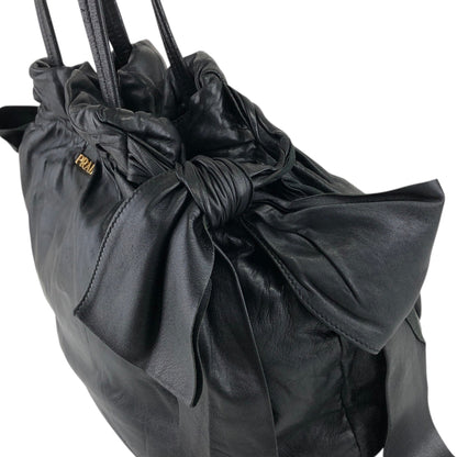 PRADA Logo Ribbon Totebag Black Vintage 548imc