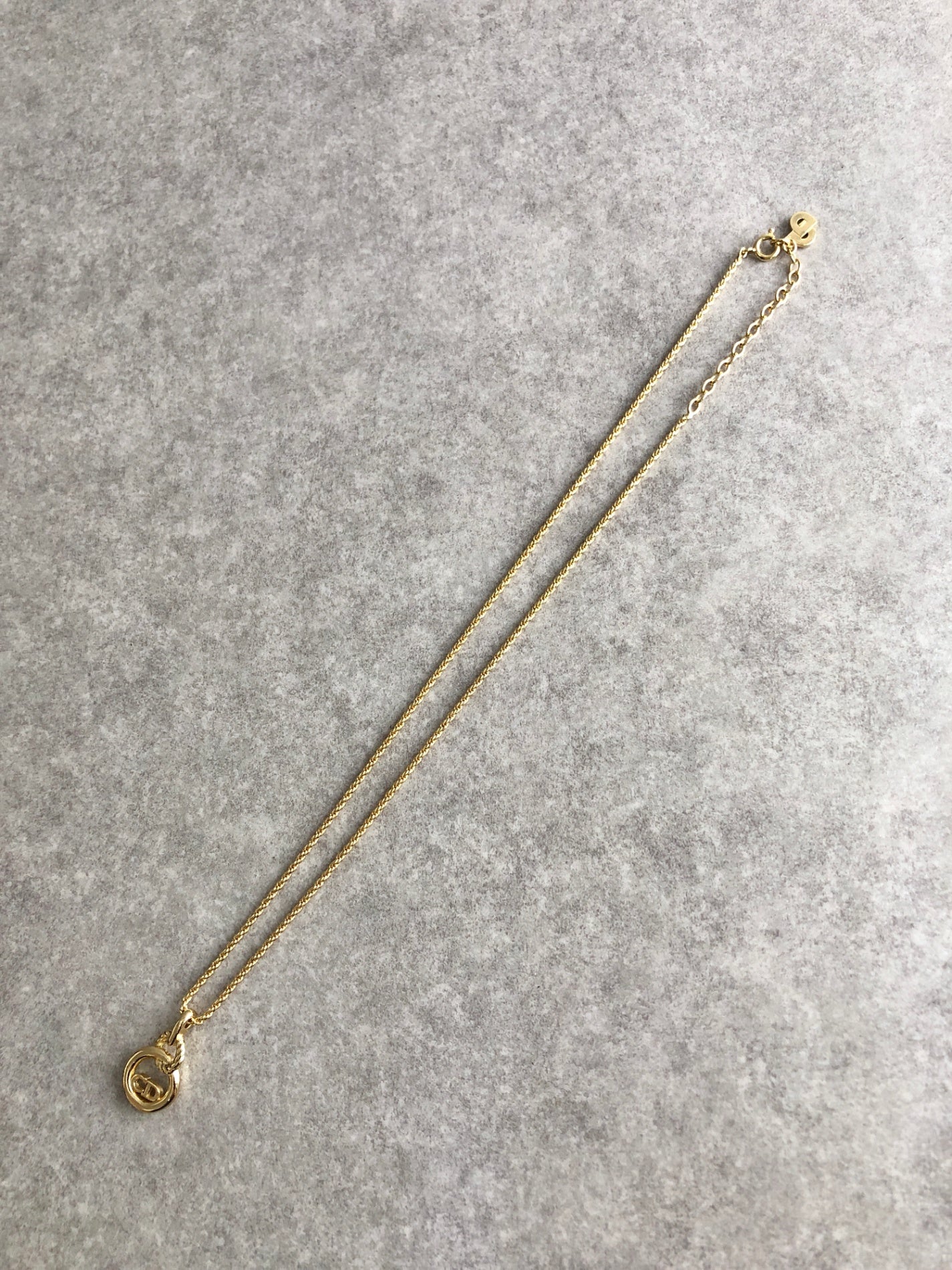 Christian Dior CD Logo Necklace Gold Vintage gsh6yh