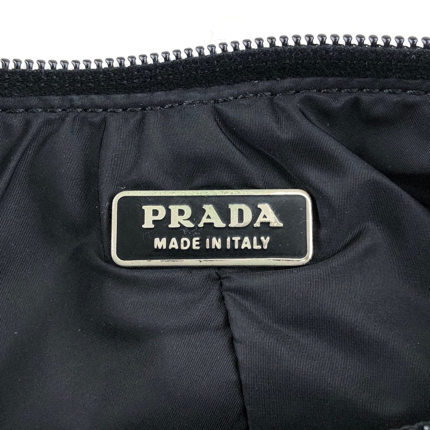 PRADA Triangle Logo Small Handbag Chain Shoulder bag Black Vintage p53dns