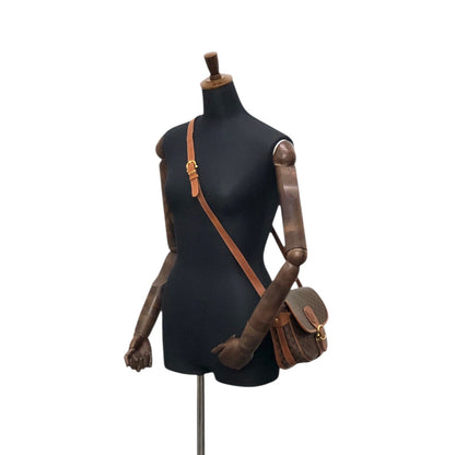 CELINE Macadam Blason Front Buckle Shoulder bag Brown Vintage v3jfnr