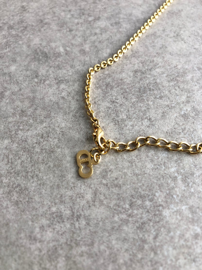 Christian Dior Logo Motifds Necklace Gold Vintage kajf7f