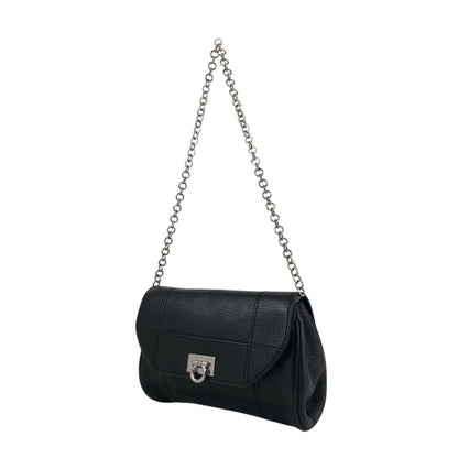 Salvatore Ferragamo Gancini Chain Shoulder bag Black Vintage sj8amk