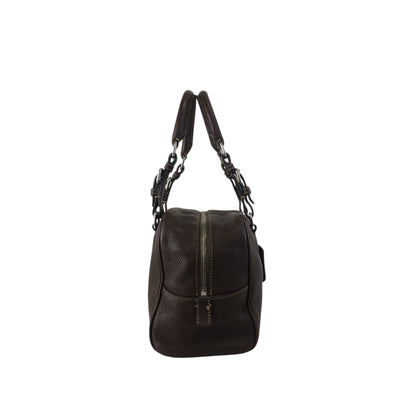 PRADA Logo Embossed Handbag Boston bag Brown Vintage pn7xkf