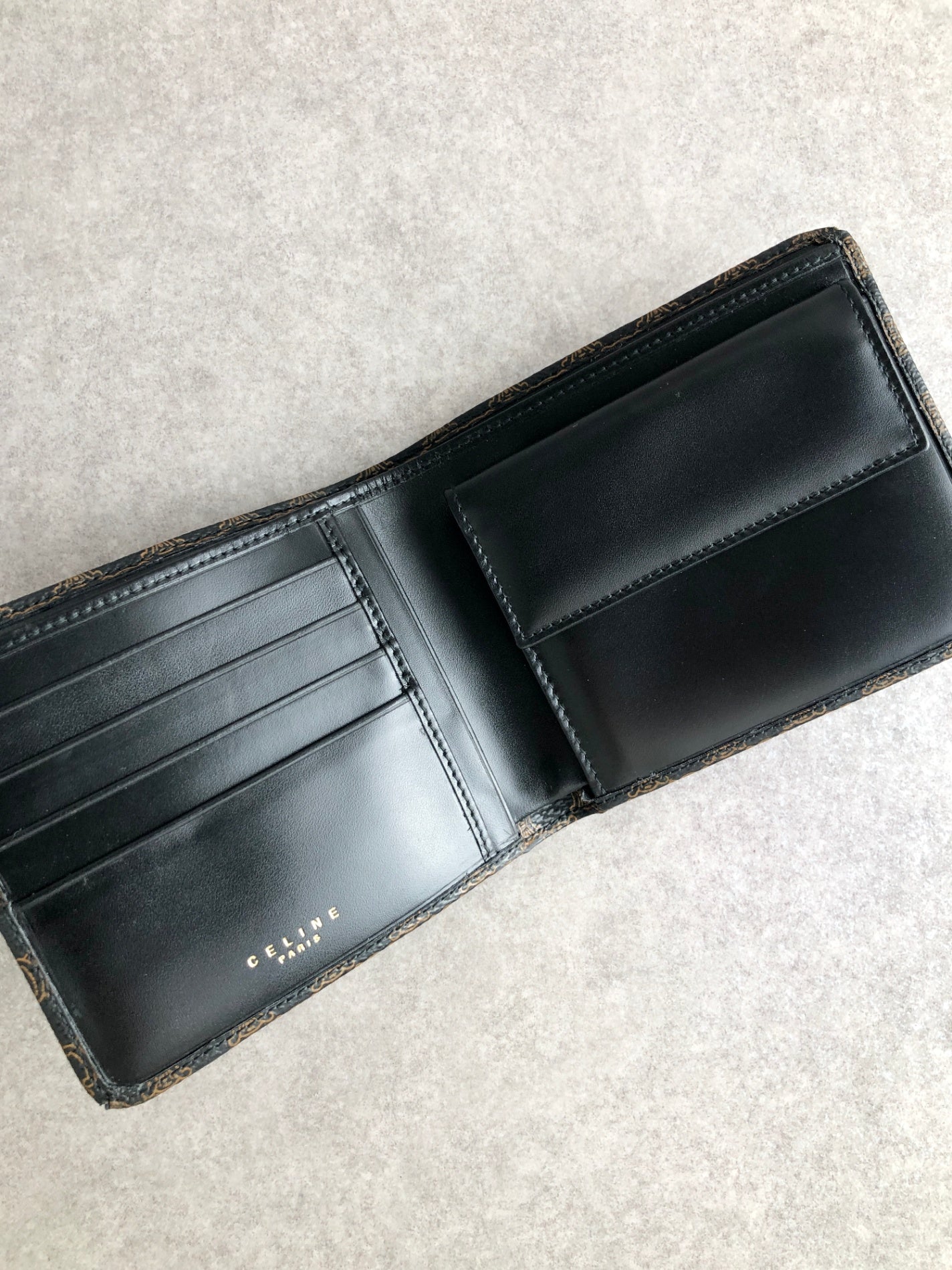 CELINE Macadam Folded Wallet Black Vintage khb5t3