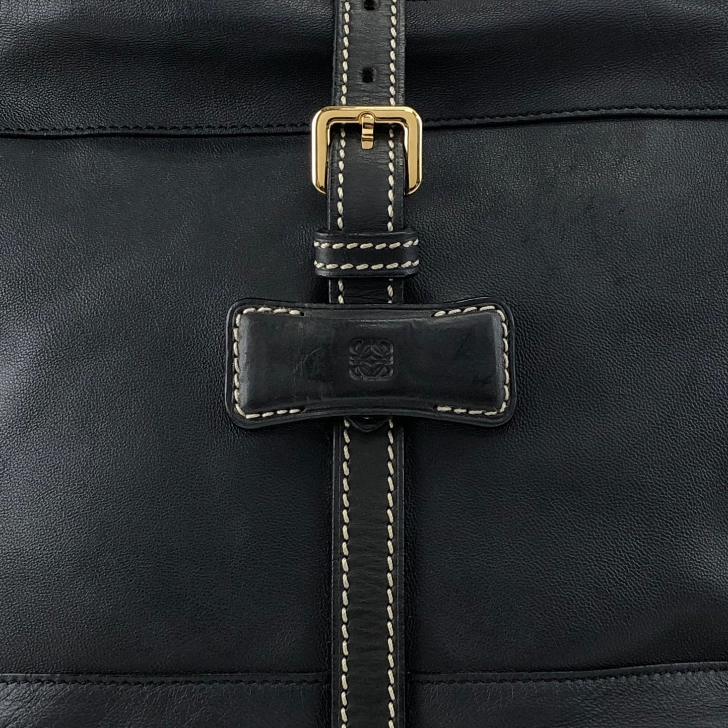 LOEWE Logo Front Buckle Two-way Handbag Shoulder bag Black Vintage pszdm6