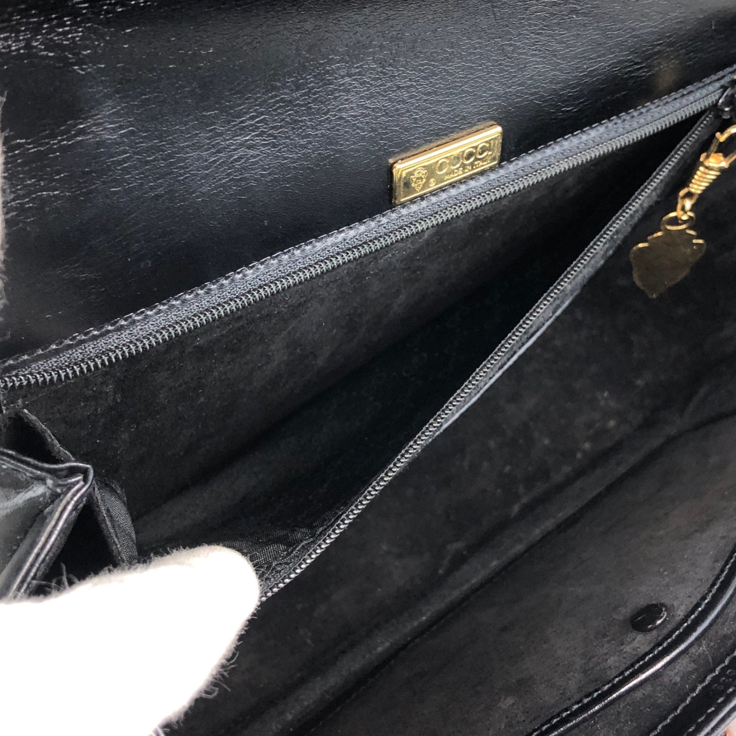 GUCCI Bamboo Turn Lock Handbag Black Vintage 57imw4