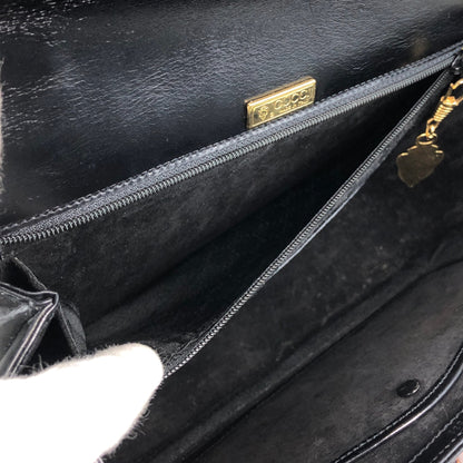 GUCCI Bamboo Turn Lock Handbag Black Vintage 57imw4