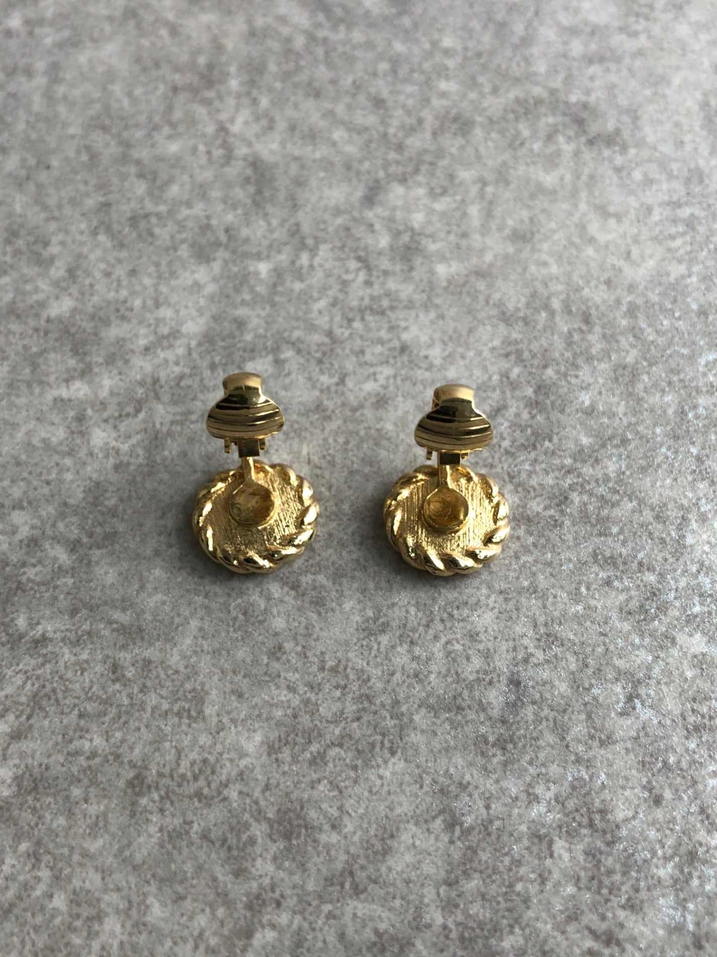 Christian Dior CD Logo Earrings Gold×Black Vintage nfxsbp