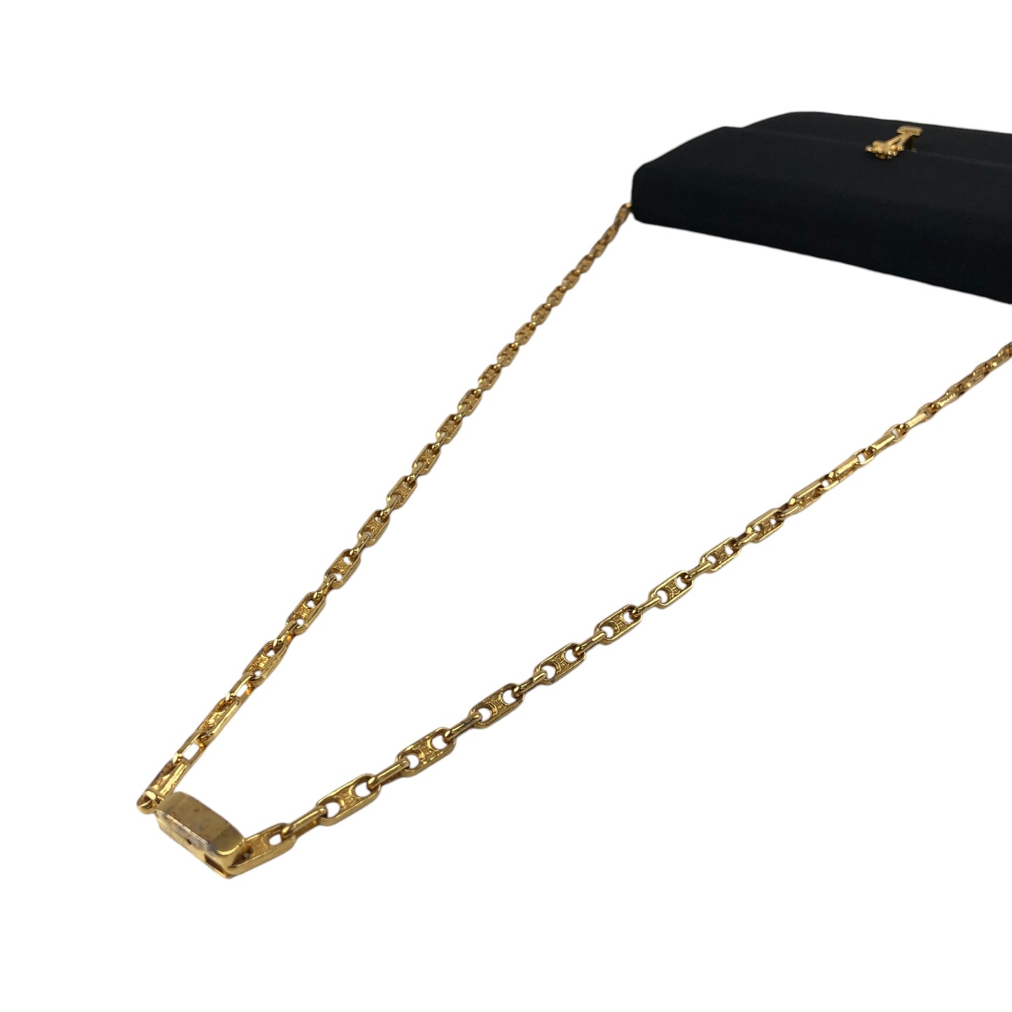 CELINE Triomphe Chain Shoulder bag Black Vintage 7i7ugg