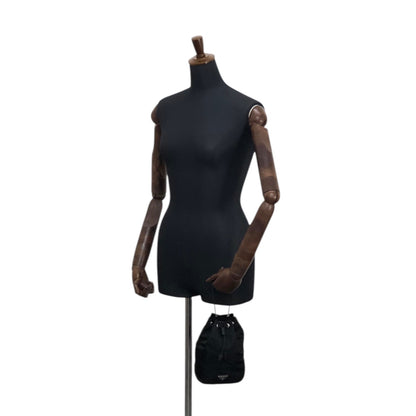 PRADA Tessuto Triangle Logo Drawstring Small Handbag Black Vintage 8t7zbv