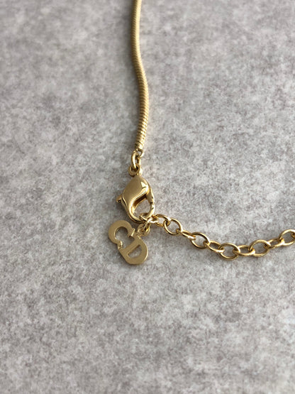 Christian Dior Rhinestone Necklace Gold Vintage i8w5tf