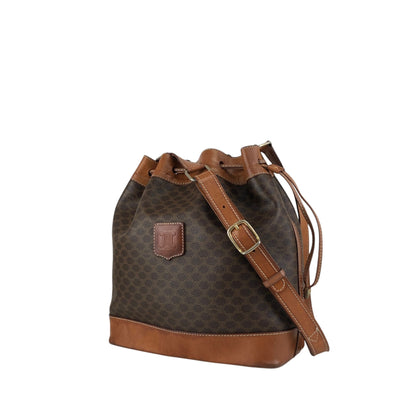 CELINE Macadam Blason Drawstring Shoulder bag Brown Vintage mp3xvi